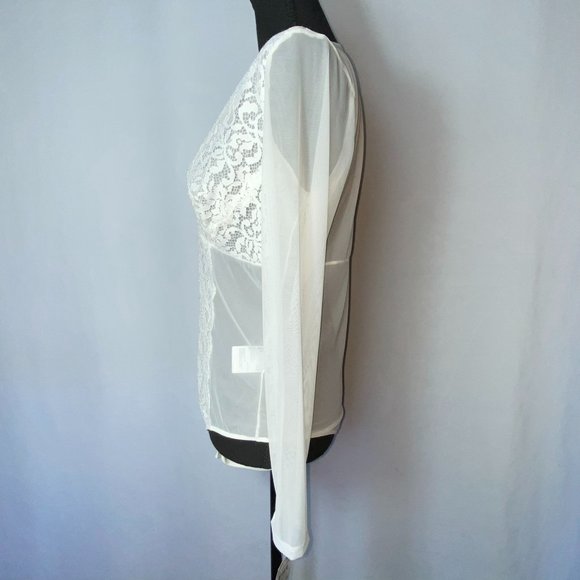 INC International Concepts Women's Long-sleeve Lace Mesh Bodysuit Size XL - Picture 5 of 7